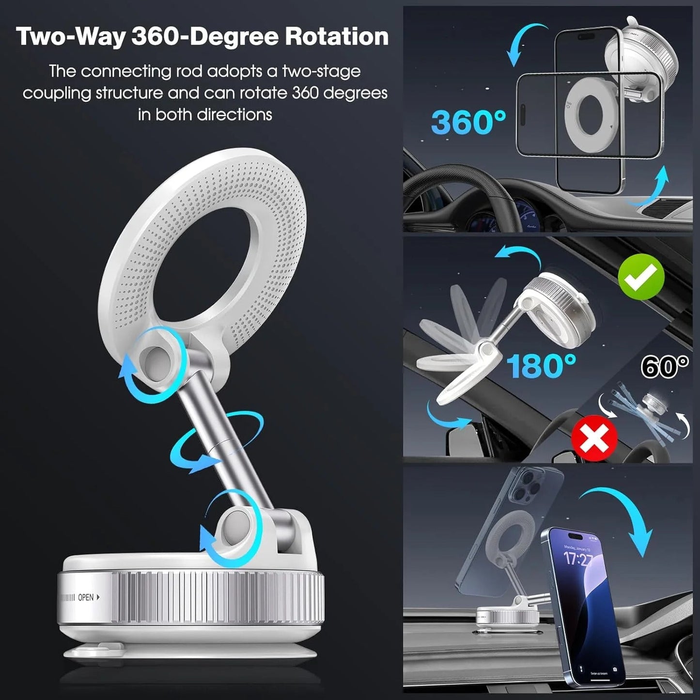 Heavy-duty 360° Vacuum Magnetic Phone Holder